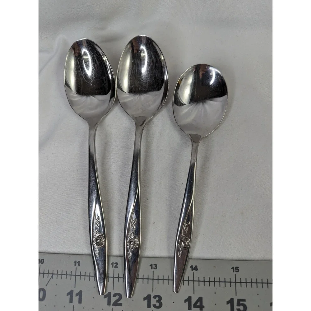 Oneida Lasting Rose 2 Tablespoons 1 Soup Spoon‎ Stainless Flatware Oneidacraft